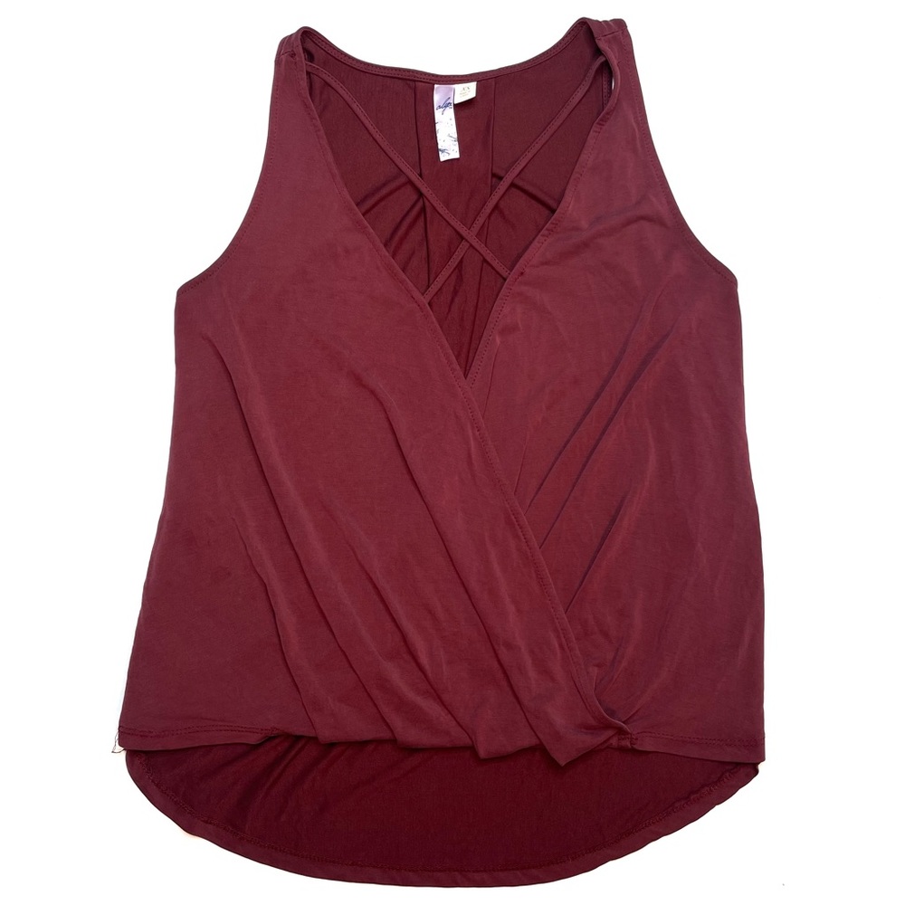 ALYA | Burgundy Deep Plunge Criss-Cross Tank Top